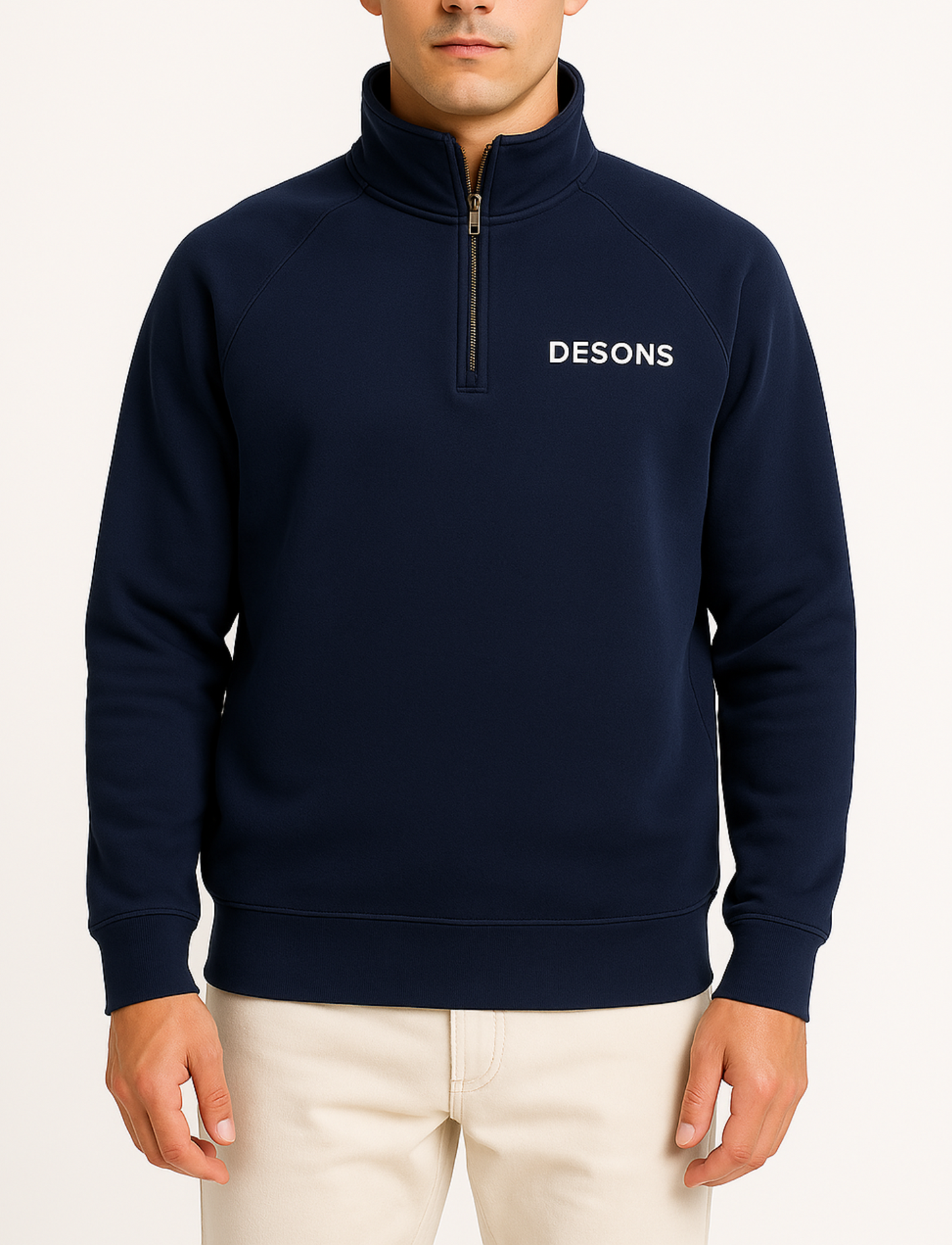 zip trui blauw heren model met een basic pasvorm bij desons