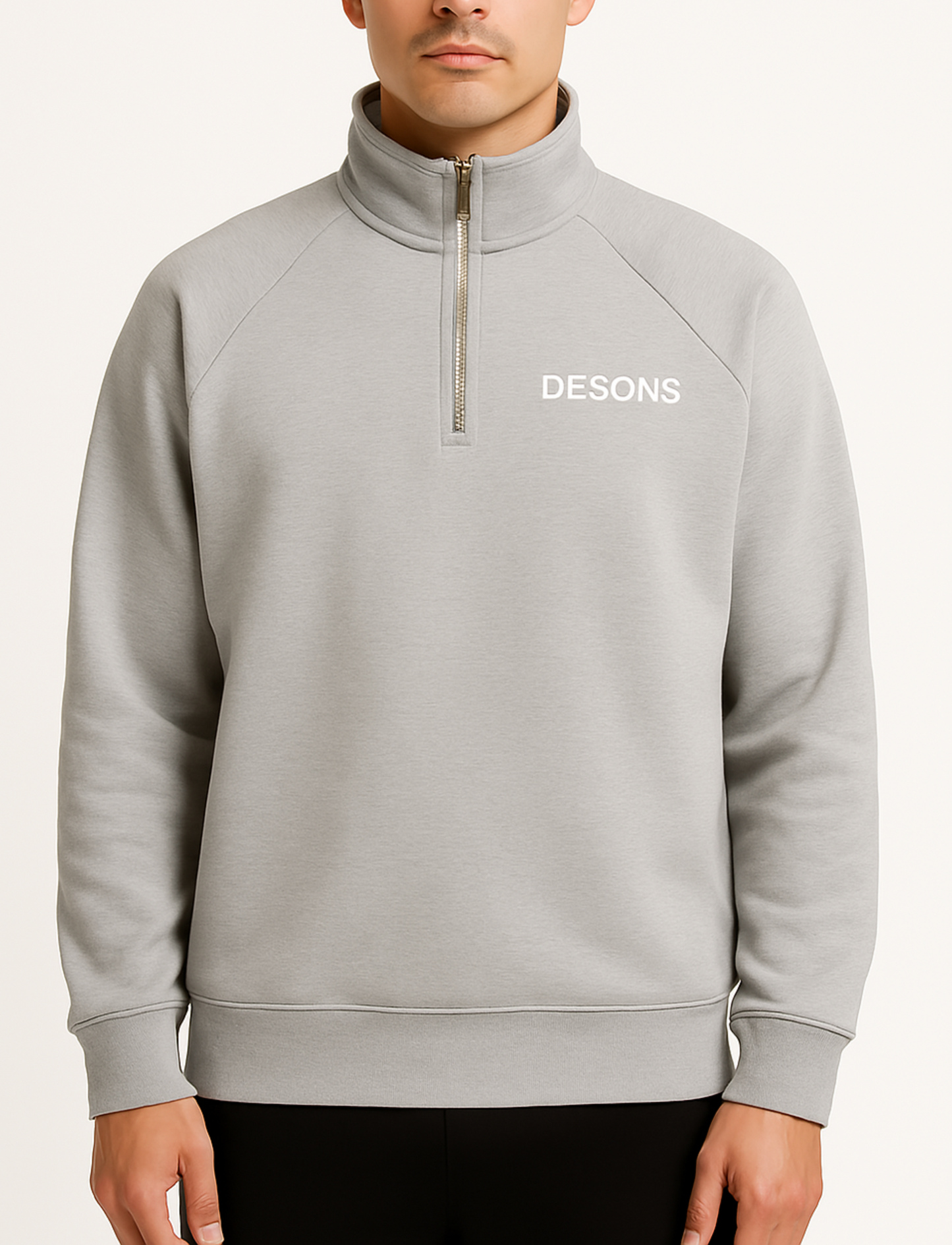 zip trui grijs heren model met een basic pasvorm bij desons