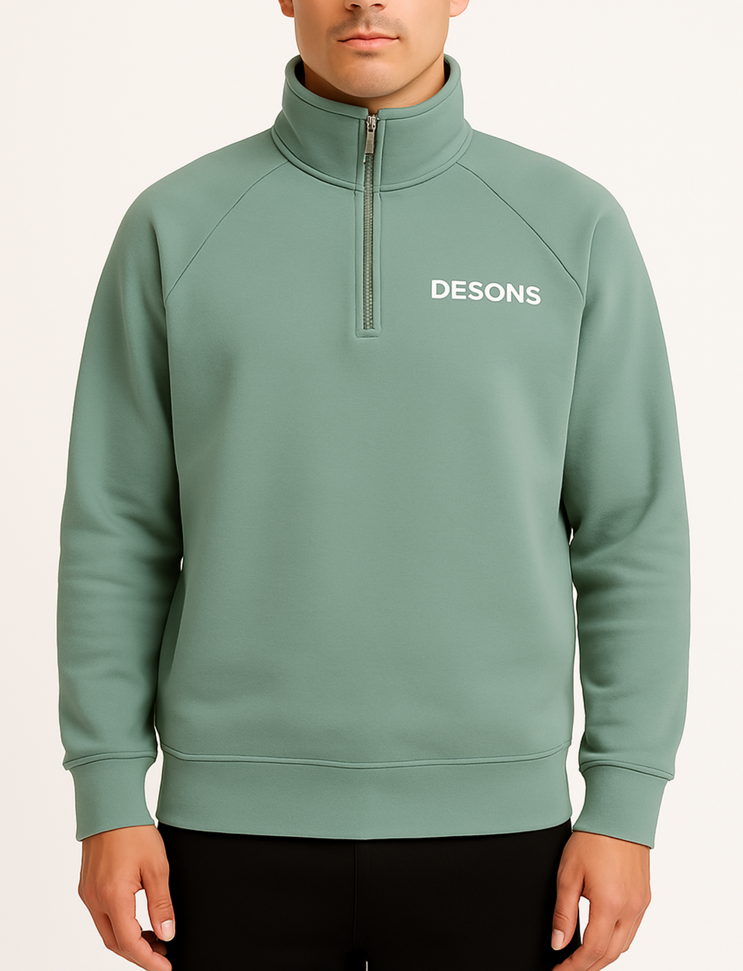 zip trui lichtgroen heren model met een basic pasvorm bij desons