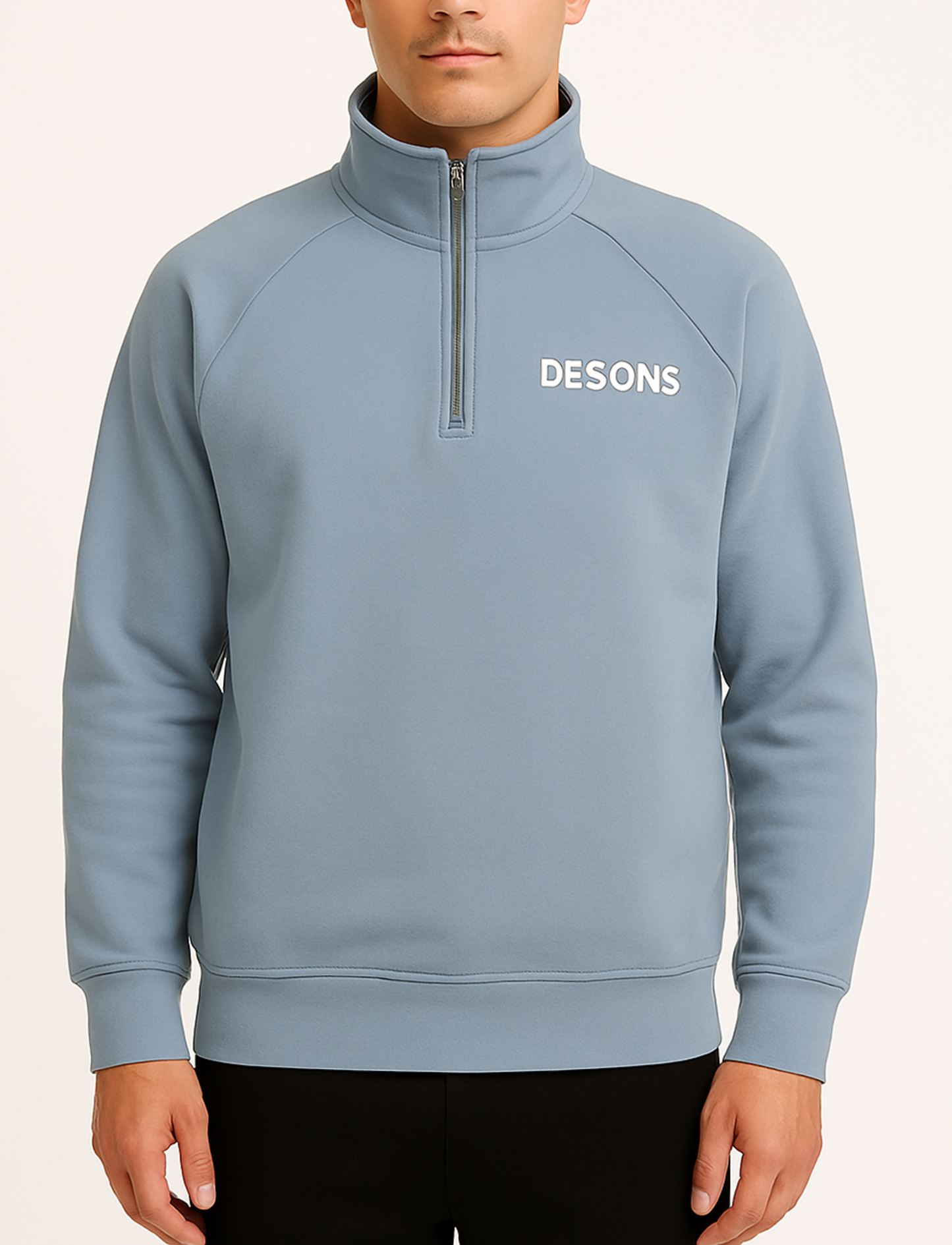 zip trui lichtblauw heren model met een basic pasvorm bij desons