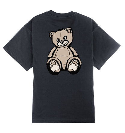 Oversized T-shirt in grijs voor heren en dames van DESONS, met een grote teddybeerprint op de achterkant. Luxe en speels streetwear T-shirt.