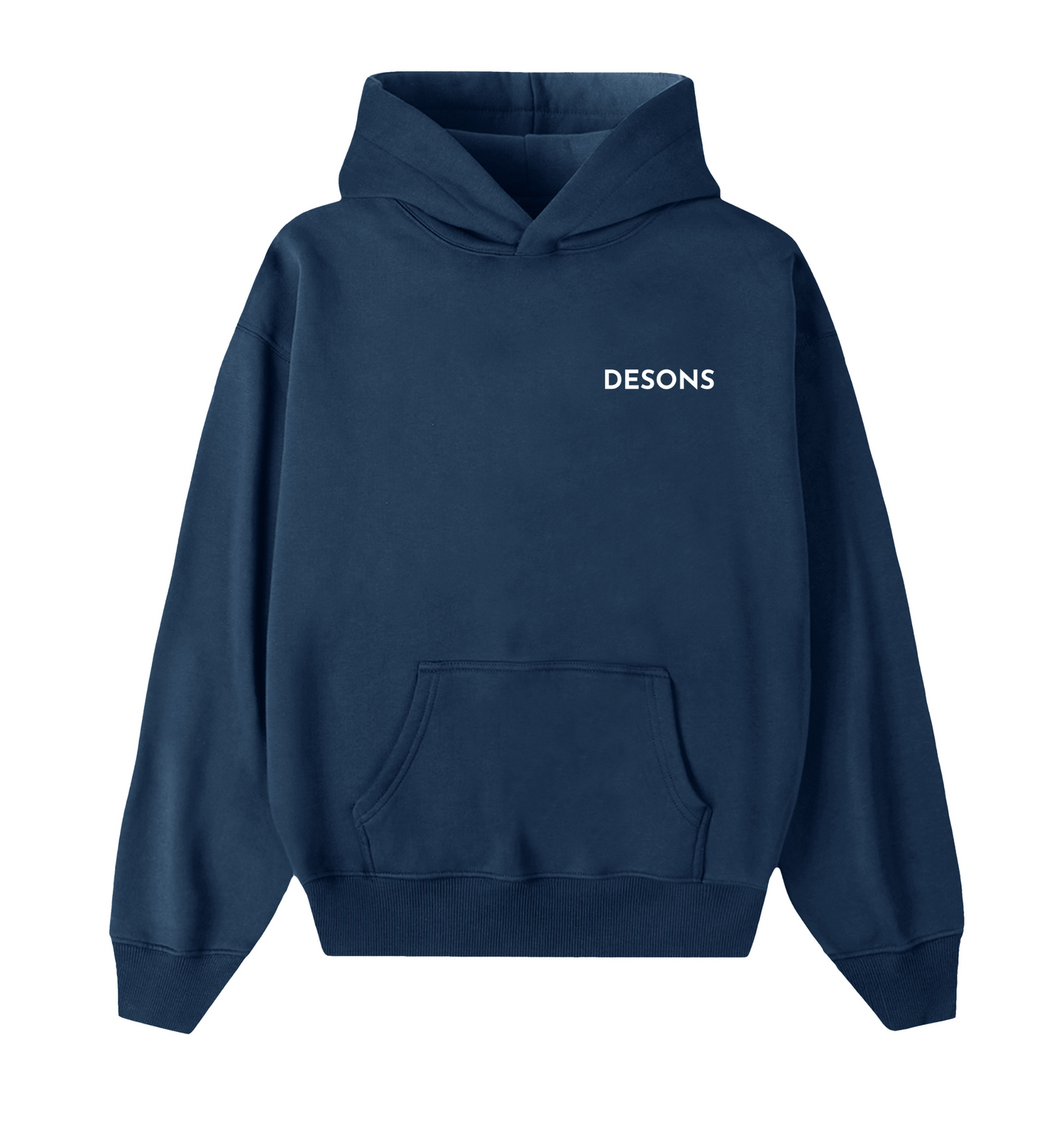 Oversized blauwe hoodie voor dames en heren, gemaakt van dikke 420 GSM-stof.