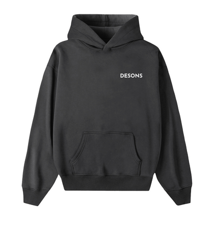 Tijdloze basic grijze hoodie van DESONS, perfect voor alle seizoenen.