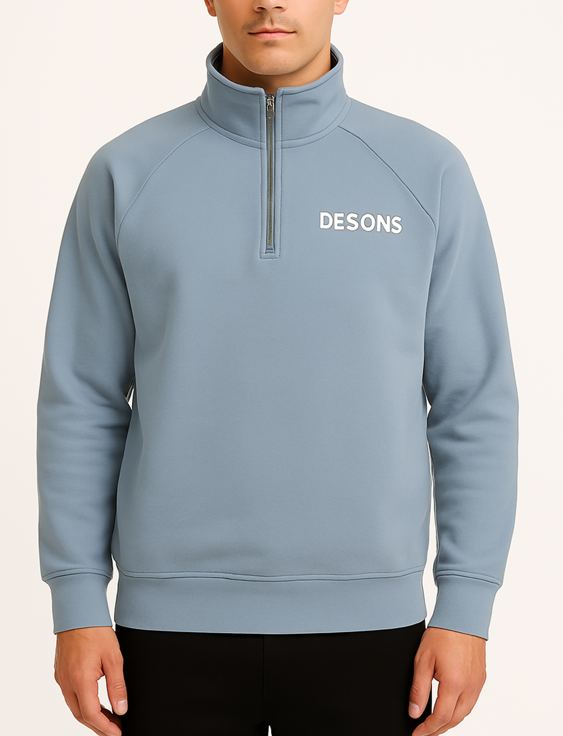 zip trui lichtblauw heren model met een basic pasvorm bij desons