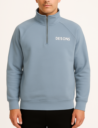 zip trui lichtblauw heren model met een basic pasvorm bij desons
